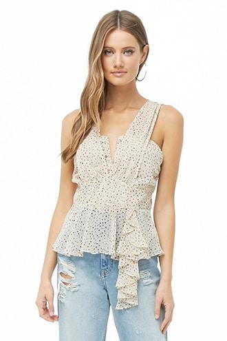 Forever21 Multicolor Dot Chiffon Top