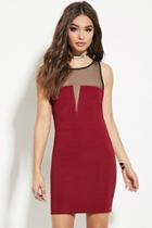 Forever21 Women's  Illusion-neck Textured Dress