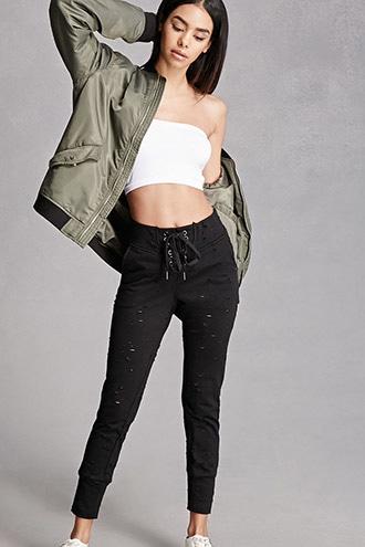 Forever21 Distressed French Terry Joggers
