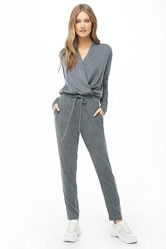 Forever21 Marled Surplice Drawstring Jumpsuit