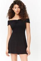 Forever21 Ribbed Off-the-shoulder Ruched Swing Dress