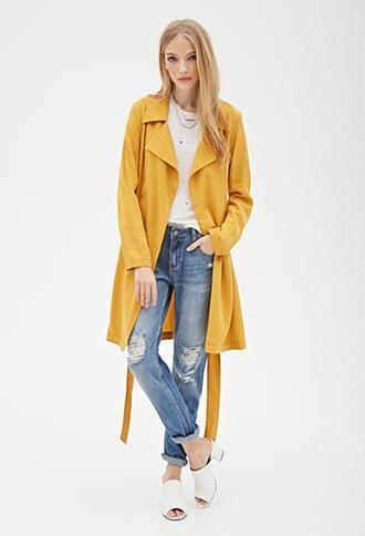 Forever21 Maxi Wrap Coat Mustard Small