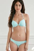 Forever21 Women's  Sea Green Ruched Low-rise Bikini Bottoms