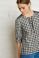 Forever21 Plaid Lace-up Shirt