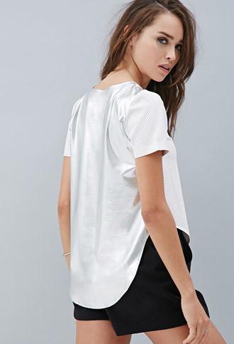 Forever21 Private Archives Perforated Metallic-back Top