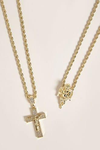Forever21 Men Akademiks Crucifix Necklace Set