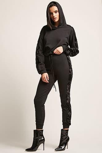 Forever21 Faux Fur Knit Jogger