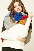 Forever21 Red & Blue Colorblocked Oblong Scarf