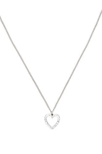 Forever21 Silver & Clear Rhinestone Heart Necklace
