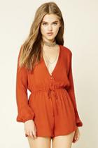Forever21 Women's  Rust Deep V-neck Romper