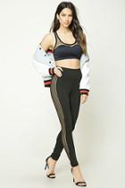 Forever21 Women's  Mesh Panel Striped Leggings