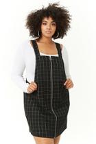 Forever21 Plus Size Grid Print Overall Mini Dress