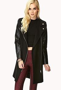 Forever21 Standout Faux Leather-trimmed Coat