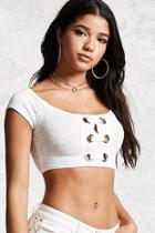 Forever21 Lace-up Ribbed Crop Top