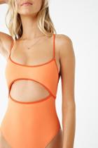 Forever21 Contrast Lace-up Cutout One-piece Swimsuit