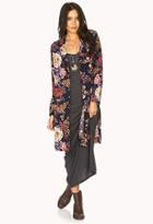 Forever21 Women's  Tropical Floral Longline Cardigan