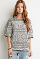 Forever21 Women's  Marled Diamond-patterned Sweater (grey/cream)