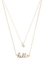 Forever21 Layered Cz &hello Pendant Necklace