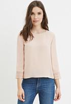 Forever21 Women's  Floral Crochet-trim Blouse