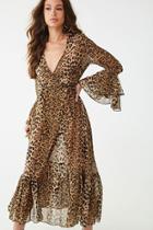 Forever21 Sheer Leopard Print Wrap Dress