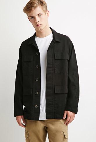 21 Men Men's  Classic Utility Jacket (black)