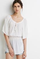 Forever21 Crinkled Embroidered Peasant Dress