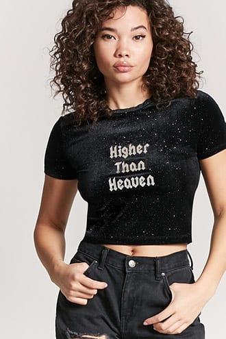 Forever21 Higher Than Heaven Graphic Velvet Tee