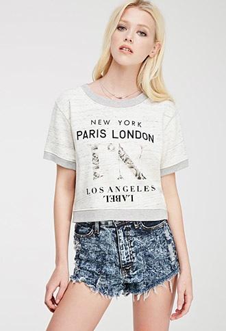 Forever21 Heathered Cities Graphic Sweater