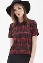 Forever21 Zippered Abstract Plaid Tee