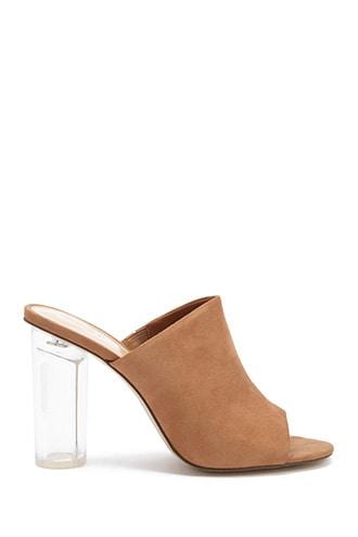 Forever21 Lucite Faux Suede Mules