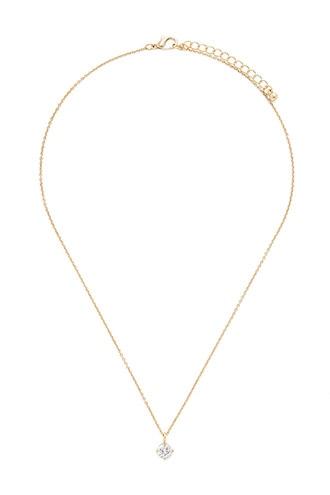 Forever21 Gold & Clear Cubic Zirconia Pendant Necklace