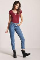 Forever21 Lace-up Cap Sleeve Top