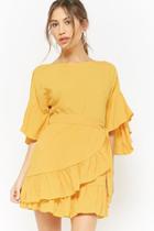 Forever21 Slub Woven Ruffle-trim Dress