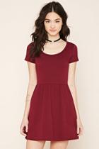 Forever21 Women's  Wine Two-pocket Fit And Flare Dress