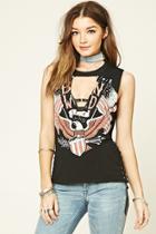 Forever21 Women's  Born Wild Lace-up Tee
