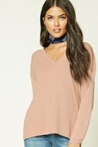 Love21 Women's  Blush Contemporary V-neck Sweater