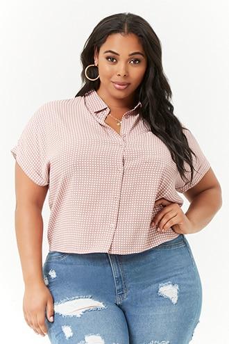 Forever21 Plus Size Grid Print Boxy Shirt