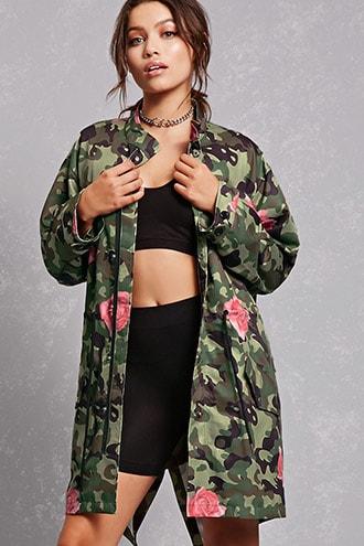 Forever21 Camo Print Longline Jacket