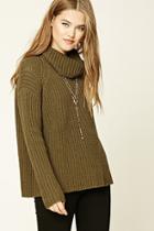 Forever21 Women's  Olive Cowl Neck Sweater