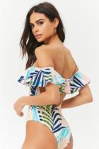 Forever21 Flounce Leaf Print One-piece Swimsuit