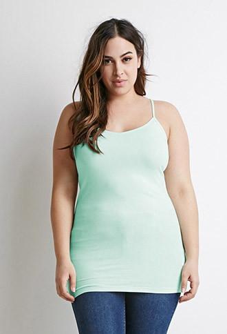 Forever21 Plus Women's  Longline Knit Cami (mint)