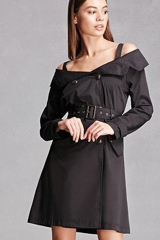 Forever21 Open-shoulder Trench Coat