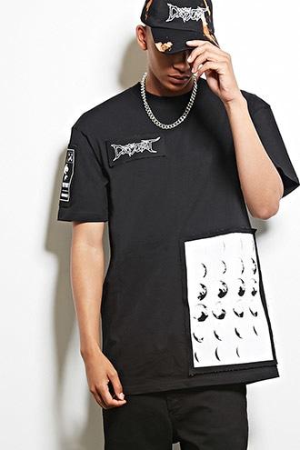 21 Men Men's  Black Defyant Applique Patched Tee