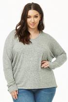 Forever21 Plus Size Marled Brushed-knit V-neck Sweater