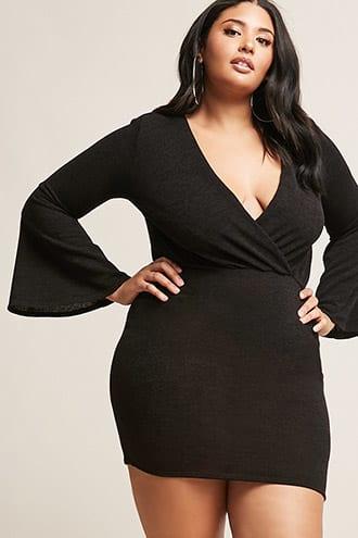 Forever21 Plus Size Heathered Surplice Bell-sleeve Dress