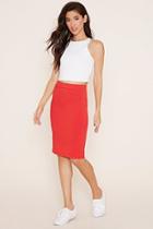 Forever21 Plus Women's  Tomato Cotton-blend Pencil Skirt