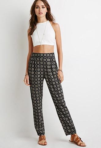 Forever21 Medallion Print Tapered-led Pants