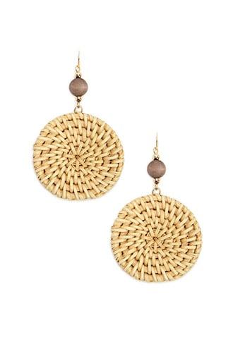 Forever21 Straw Circle Drop Earrings