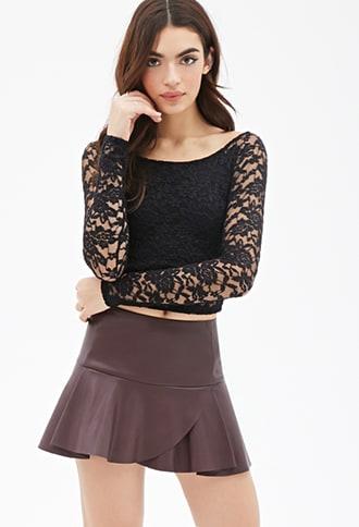Forever21 Fluted Faux Leather Skirt