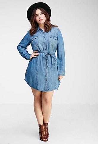 Forever21 Plus Size Button-down Chambray Dress